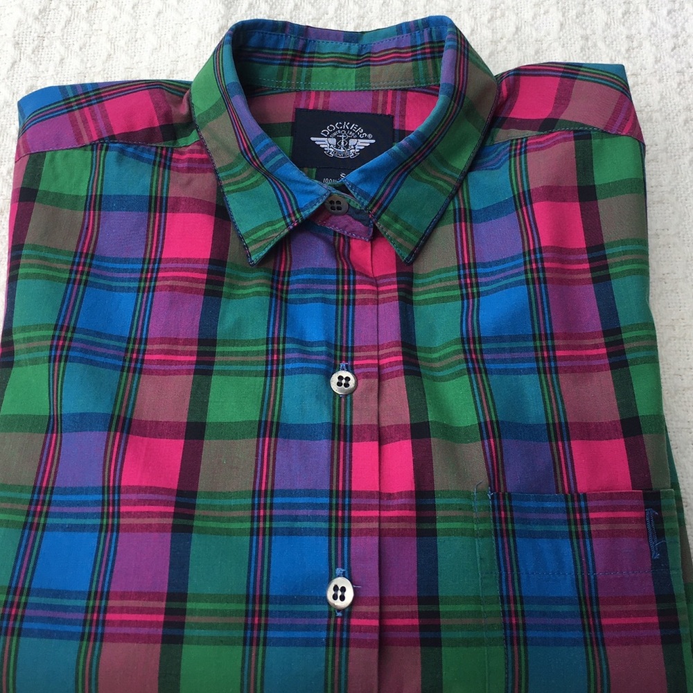 Dockers Vibrant Multicolored Collared Button Down - image 1